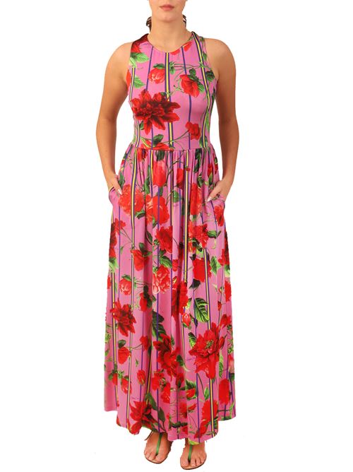 floral dress with open back Laboratorio Capri | FLUORIGAFUCSIA